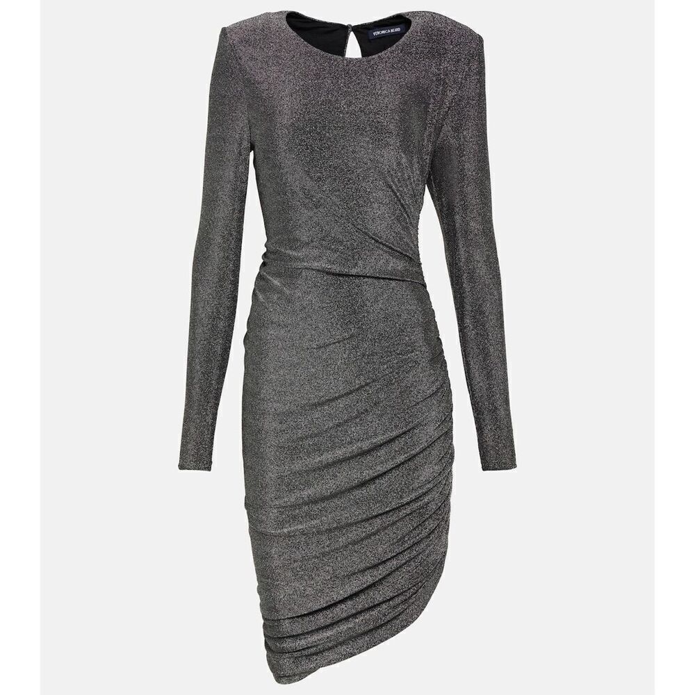 Veronica Beard Women's Gray Cyrus Metallic Minidress Size Large NWOT